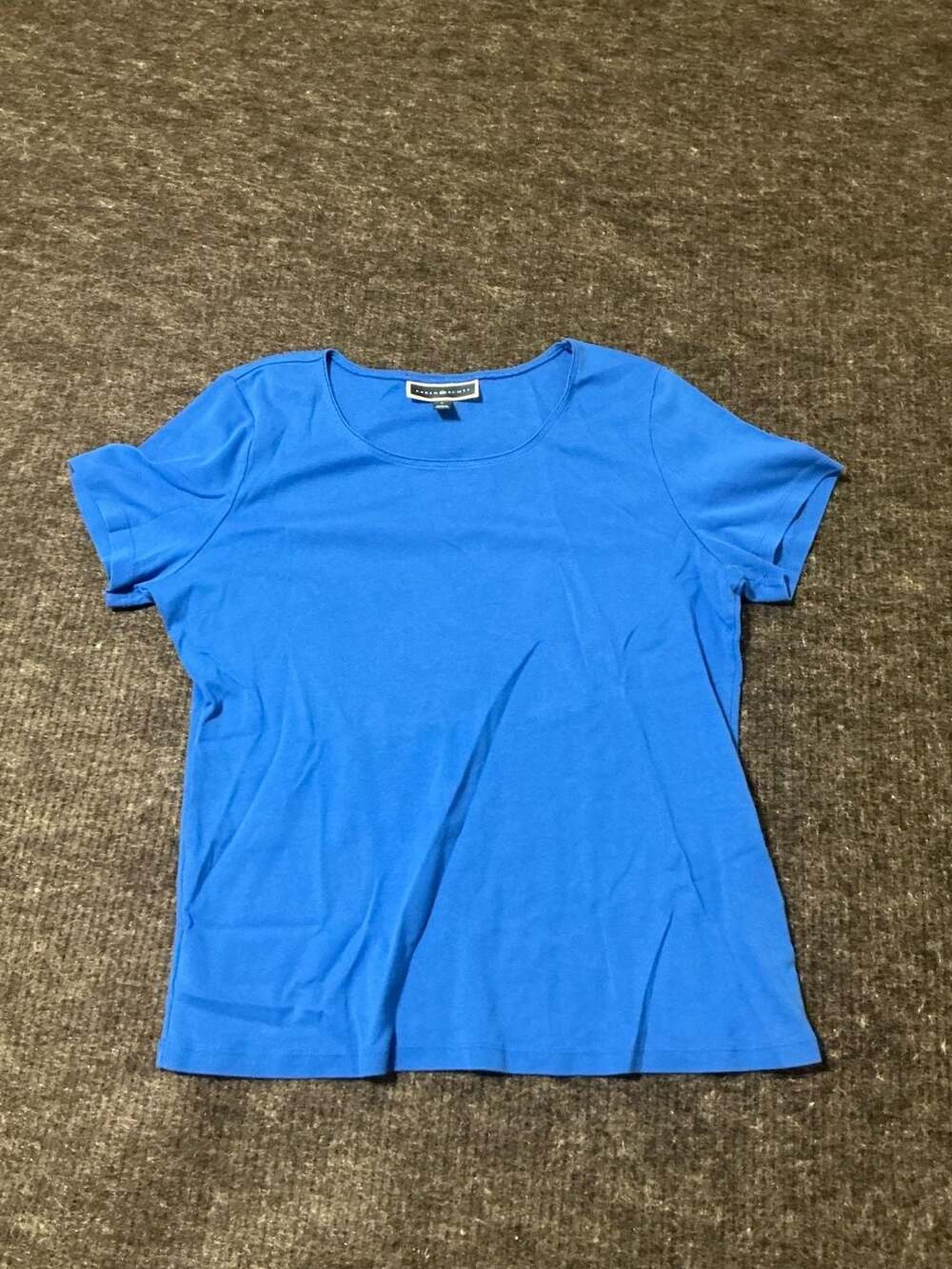 Karen Scott Short Sleeve T-Shirt Womens Size Large Blue Cotton Basic Crewneck